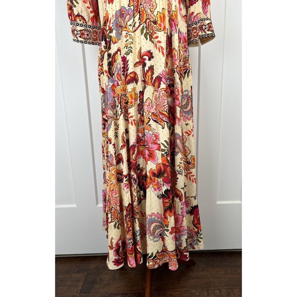 A Loves A Midi Dress M NWT Floral Boho Tiered Oversized Collared Button Front - Picture 6 of 15